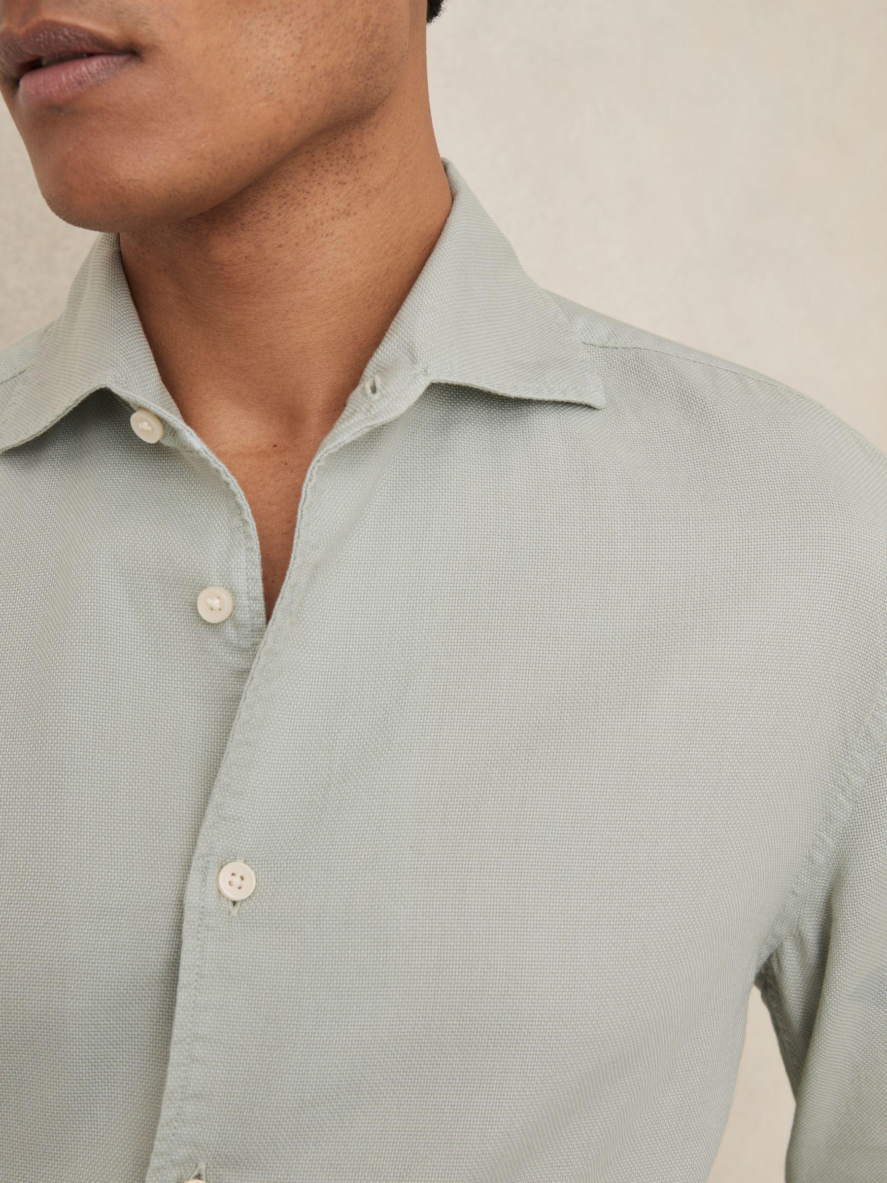 Cotton-Piqué Garment-Dyed Shirt in Sage Green Product Image