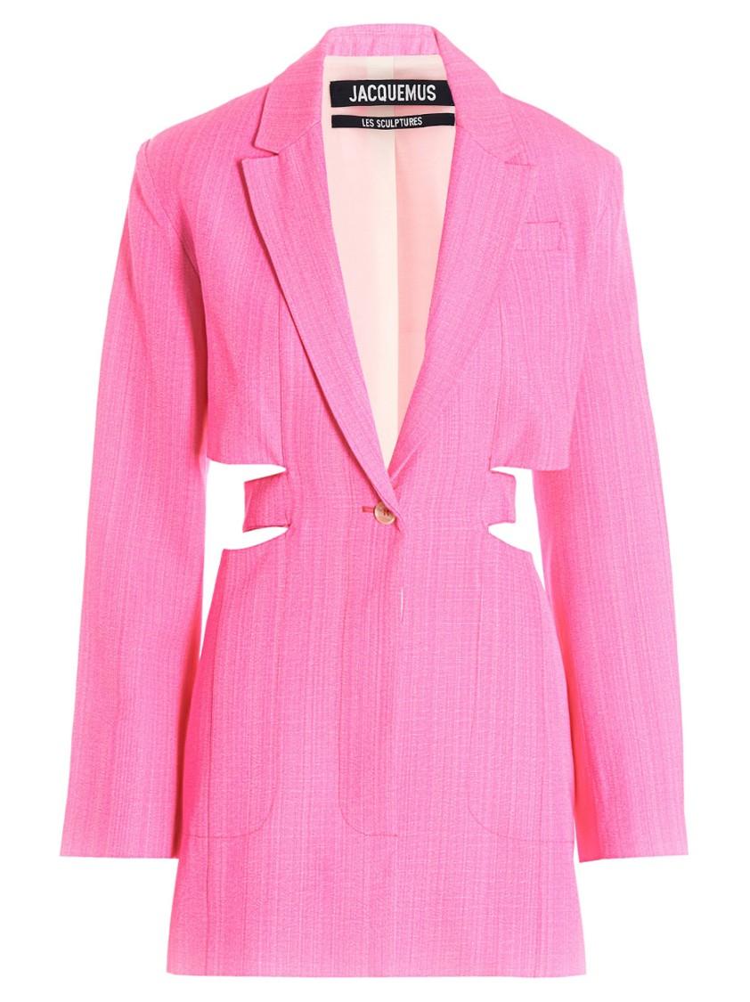 JACQUEMUS Bari Cutout Single-breasted Mini Blazer Dress In Pink Product Image