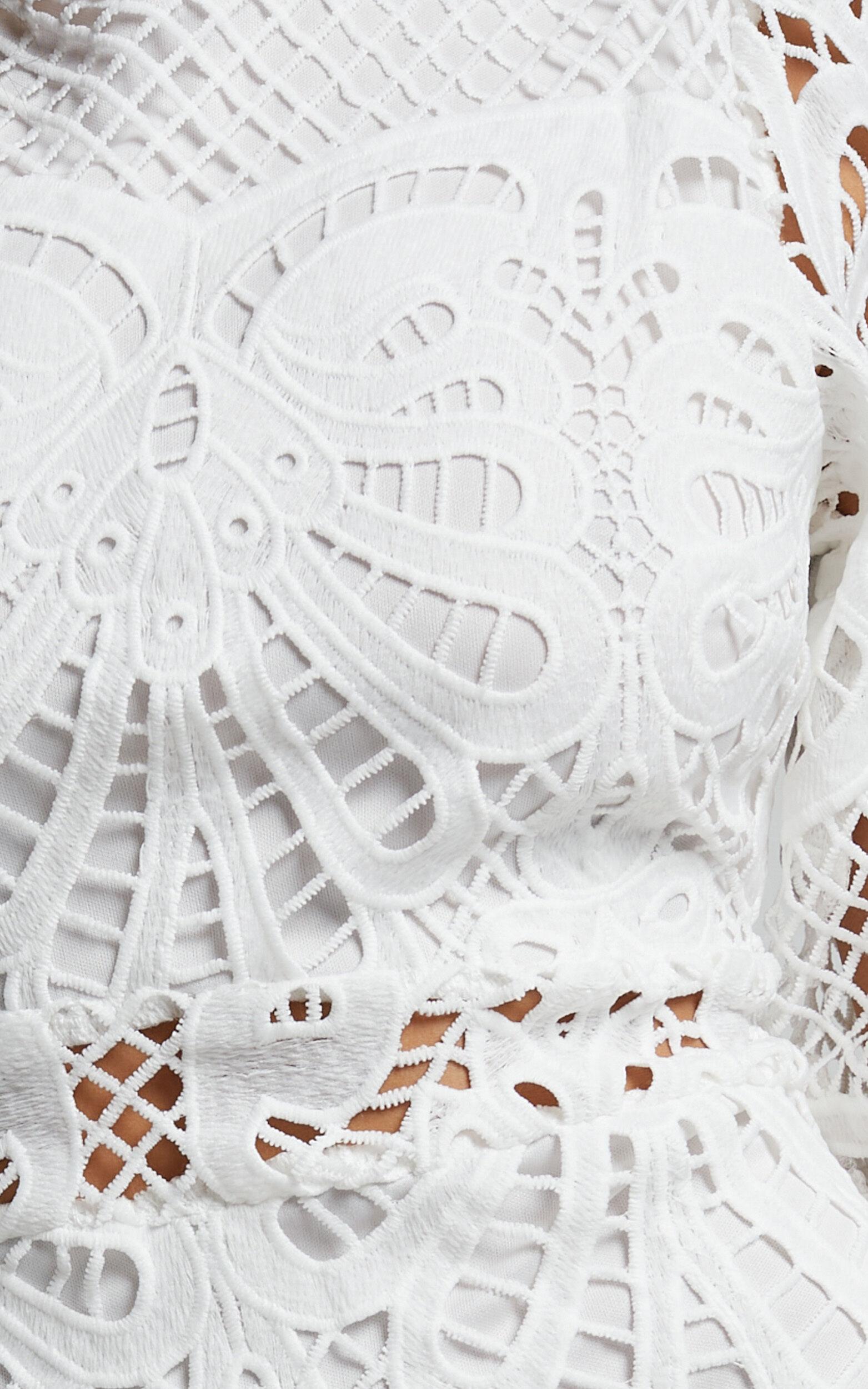 Kiss Me Now Mini Dress - Long Puff Sleeve Dress in White Lace Product Image