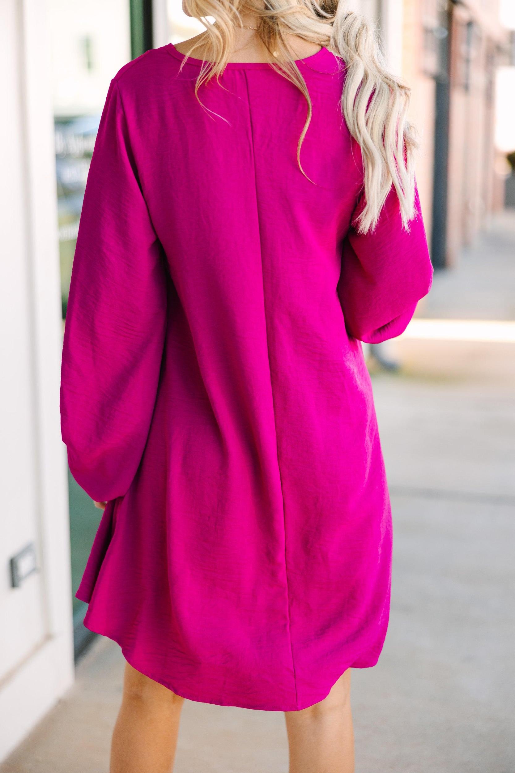 Loud And Clear Magenta Purple Bubble Sleeve Dress Female Product Image