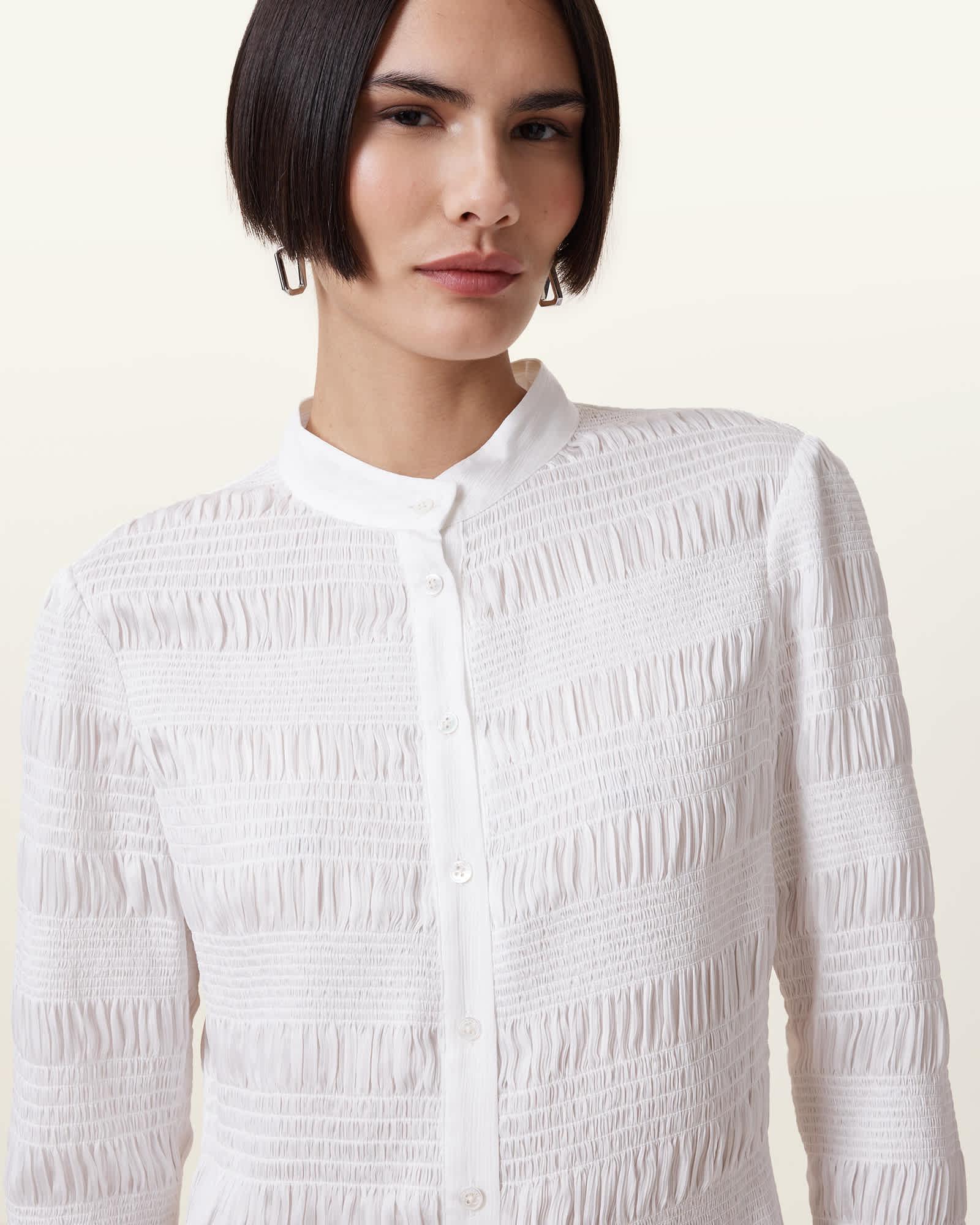 Meg Shirred Mini Shirt Dress Product Image