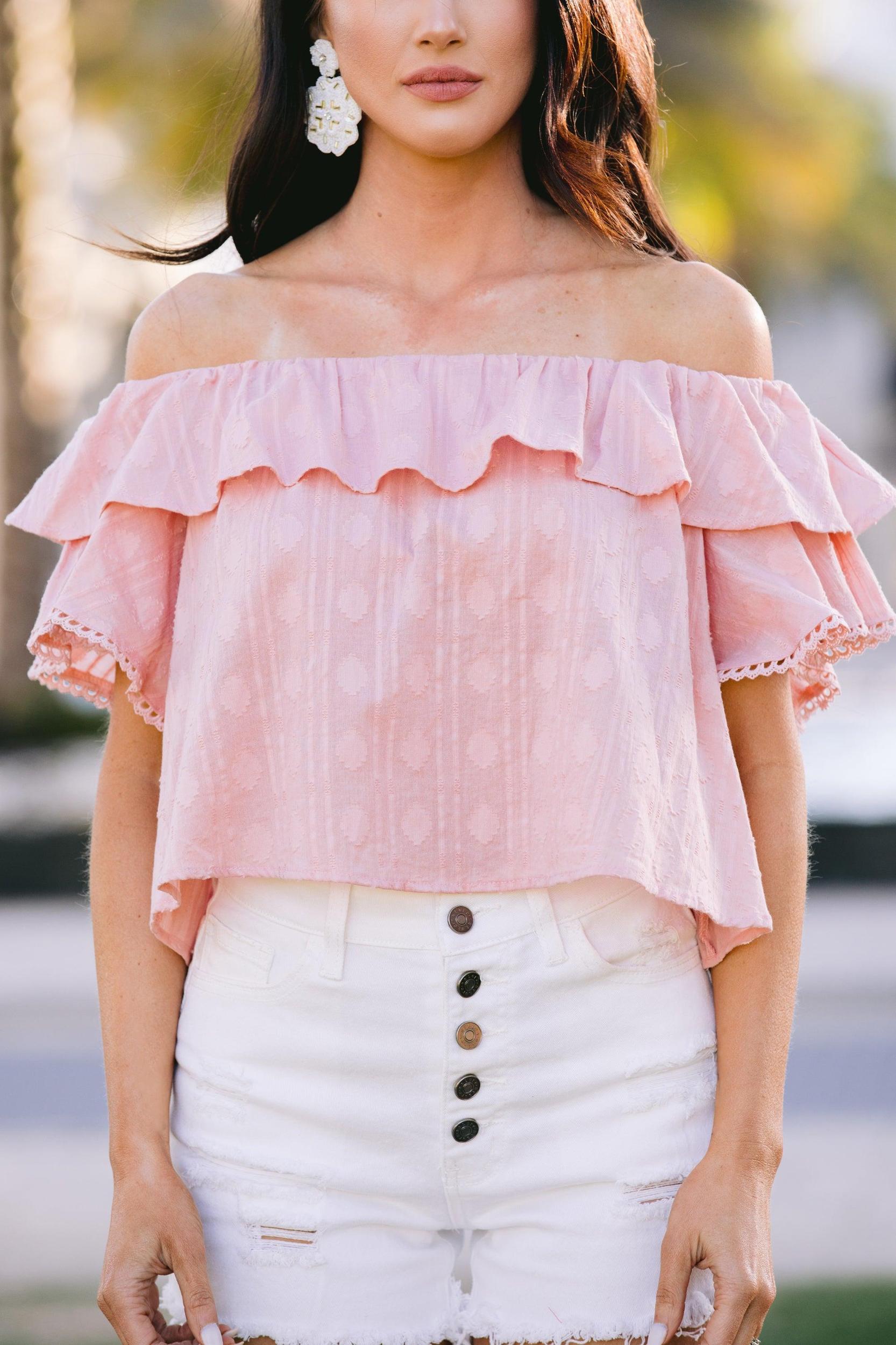 I Believe In You Pink Ruffled Top Female Product Image