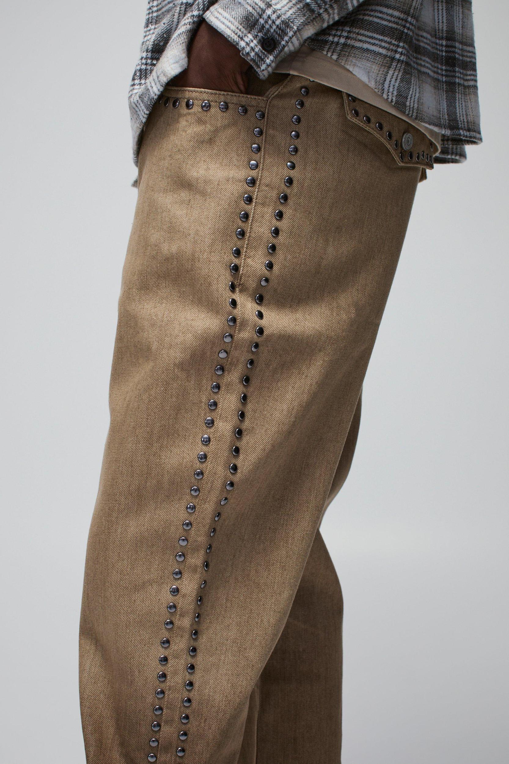 Slim Flare Silver Studded Jeans | boohooMAN USA Product Image