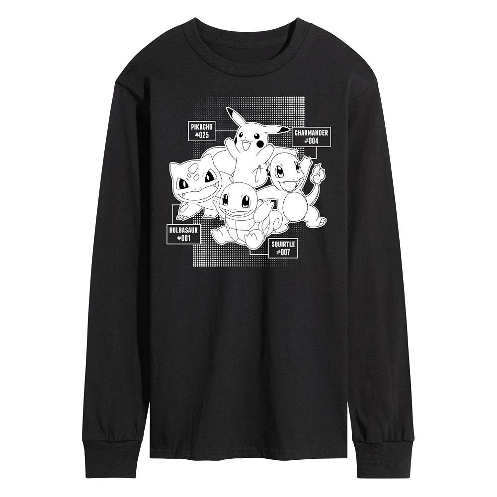 Men's Pokemon Labels Long Sleeve Graphic Tee,  Product Image