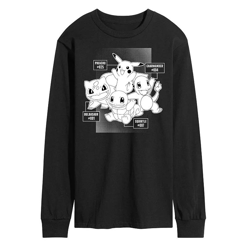 Men's Pokemon Labels Long Sleeve Graphic Tee,  Product Image