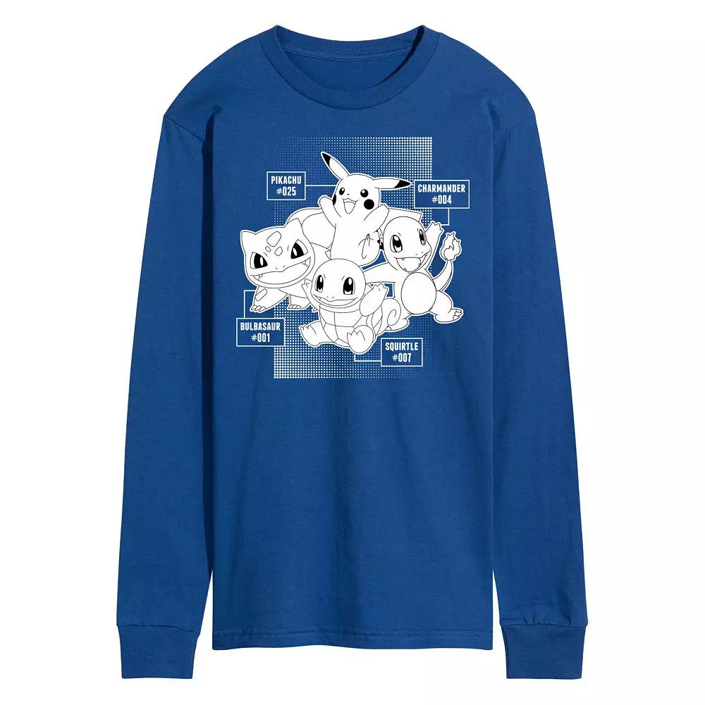 Men's Pokemon Labels Long Sleeve Graphic Tee,  Product Image