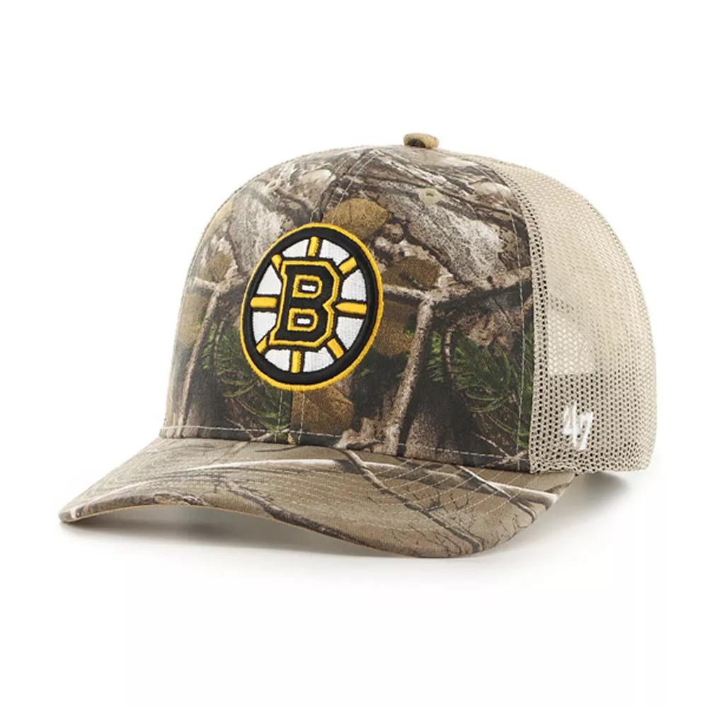 Men's '47 Realtree Camo Boston Bruins Logo Trucker Adjustable Hat, Green Product Image