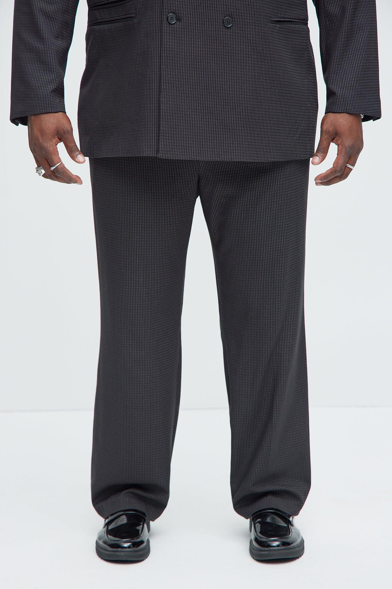 Henry Pinstripe Straight Trousers - Black Product Image