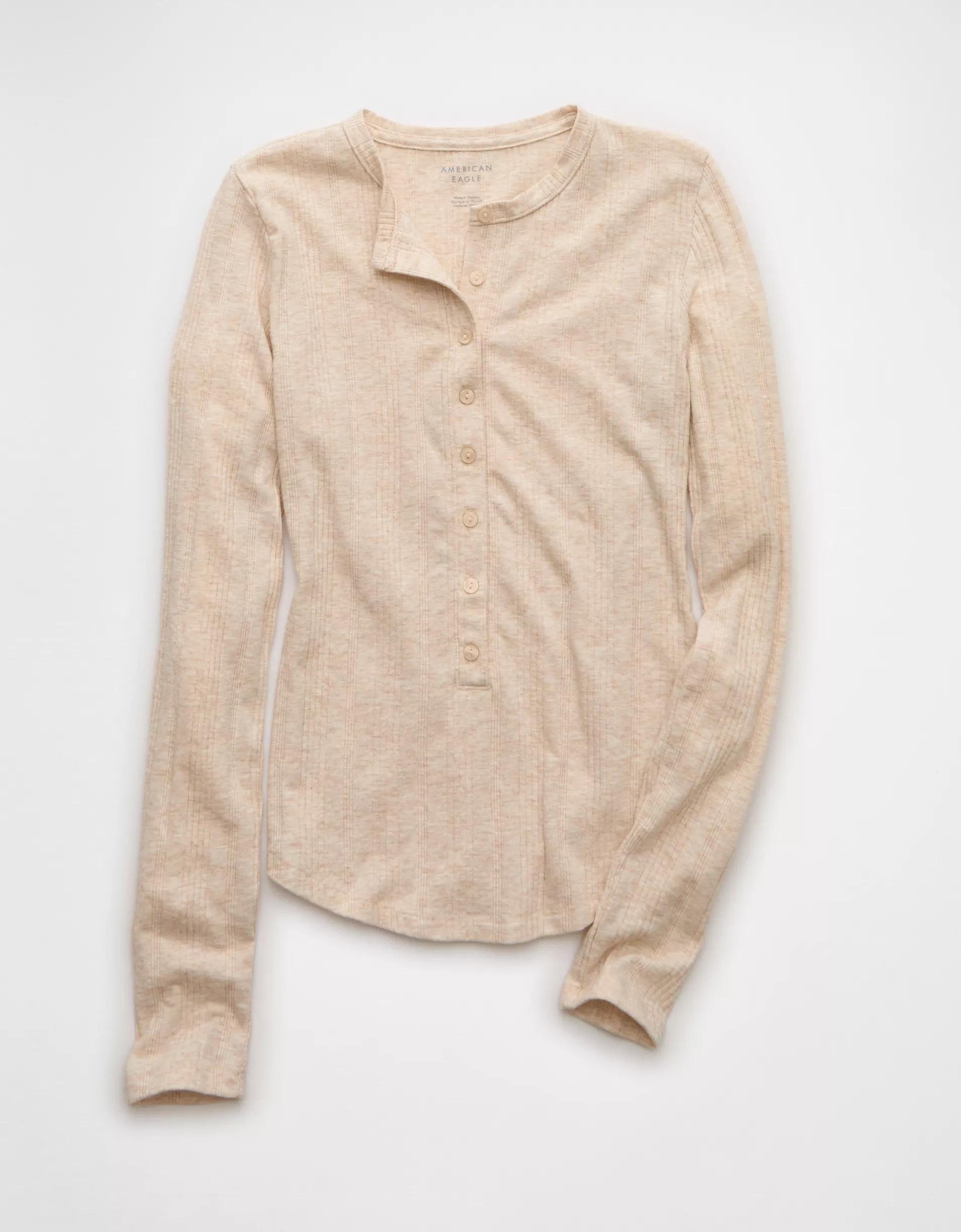 AE Long Sleeve Henley T-Shirt Product Image