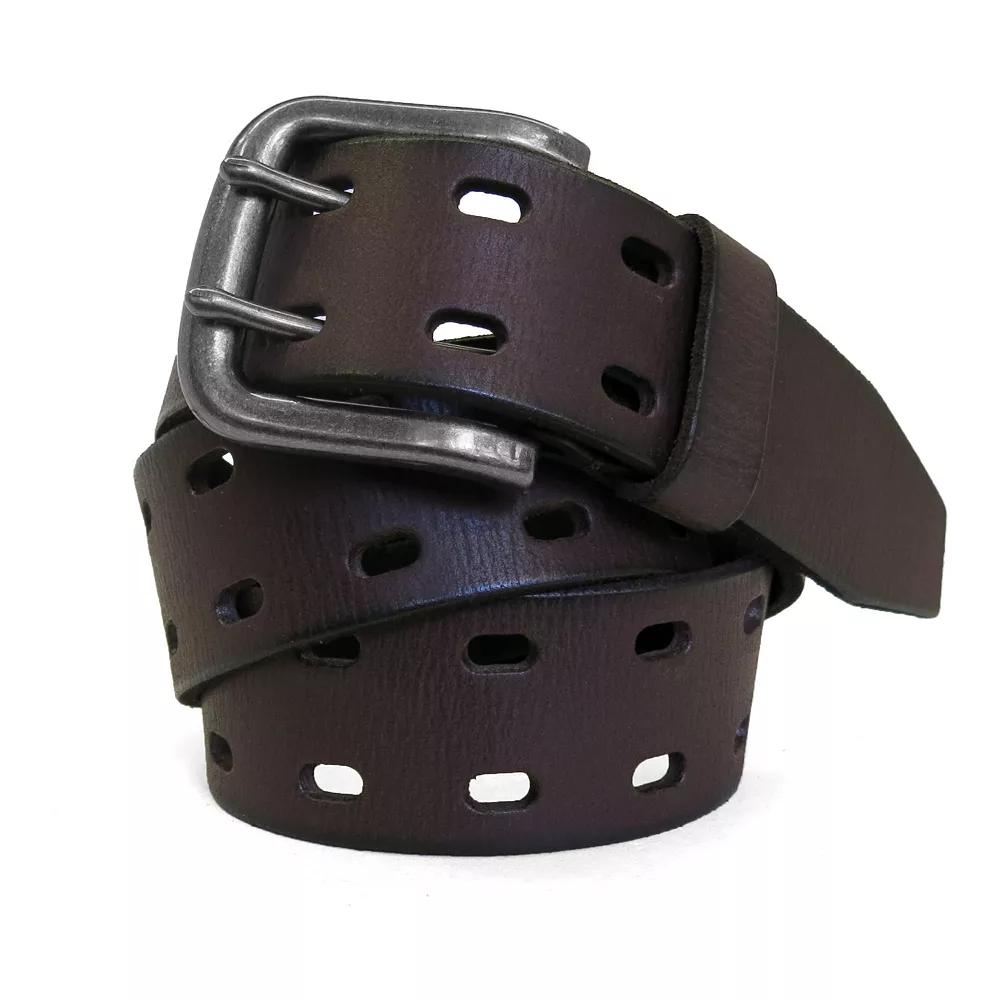 Men's Smith's Workwear 38mm Double Prong Perforated Leather Belt, Size: 32, Brown Product Image