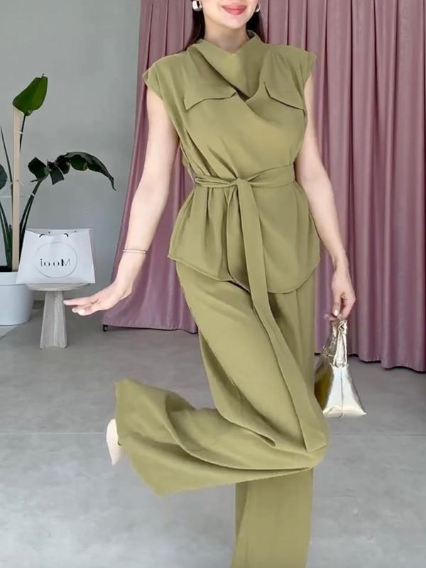 Straight Leg Solid Color Split-Joint Pants Trousers Product Image