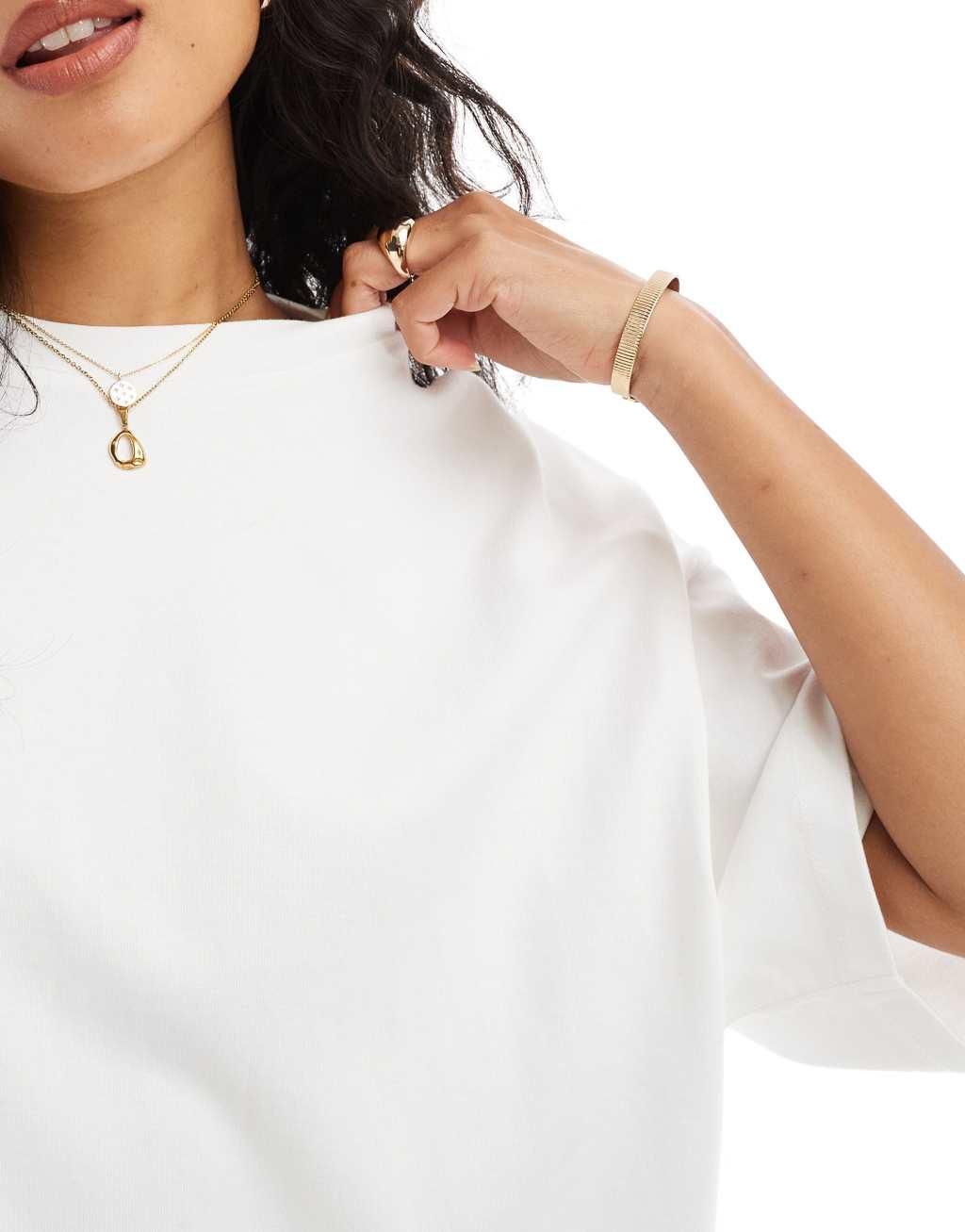 ASOS DESIGN longline heavyweight oversized T-shirt in white Product Image