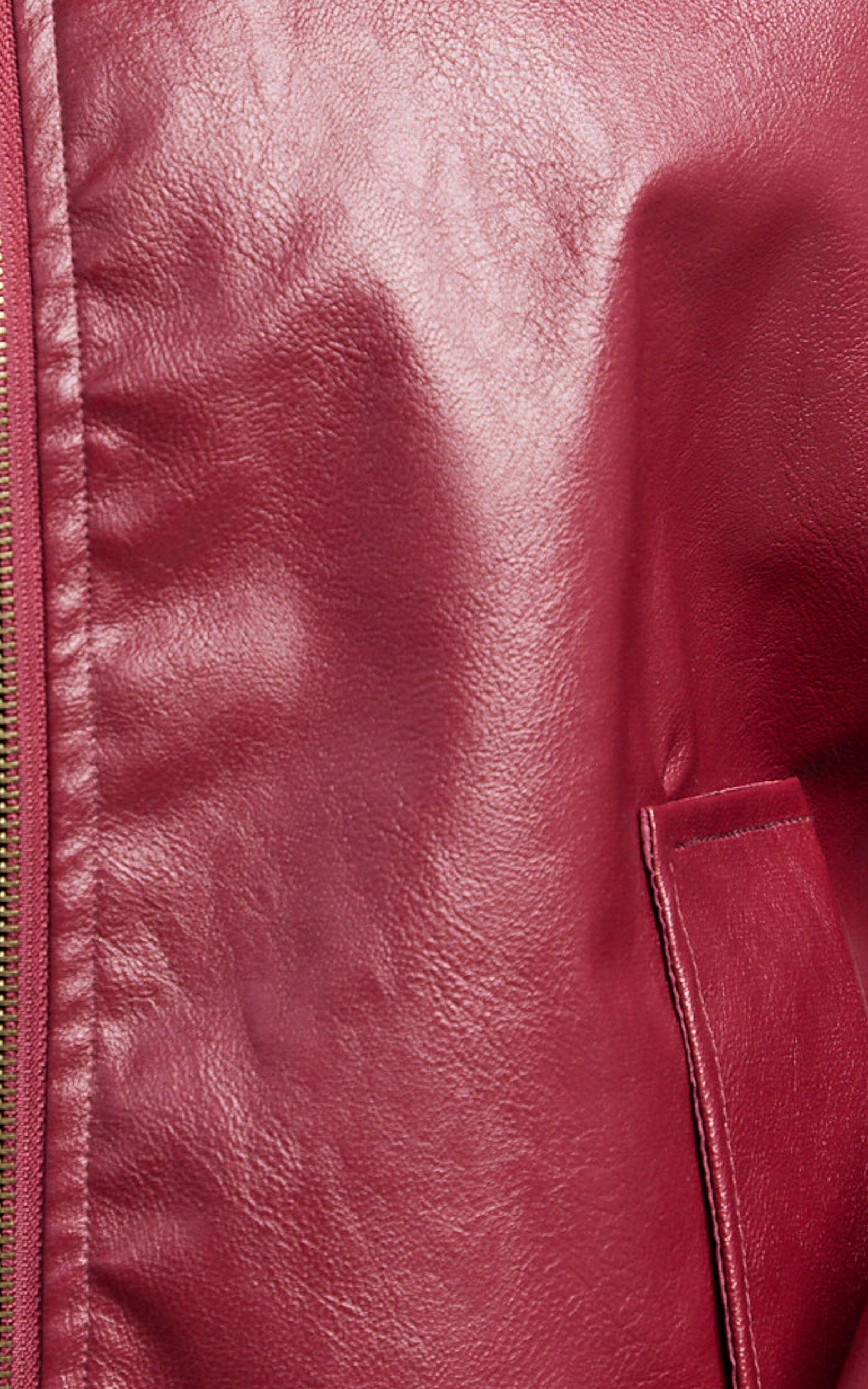 Chloe Jacket - Faux Leather Bomber Jacket in Wine Product Image