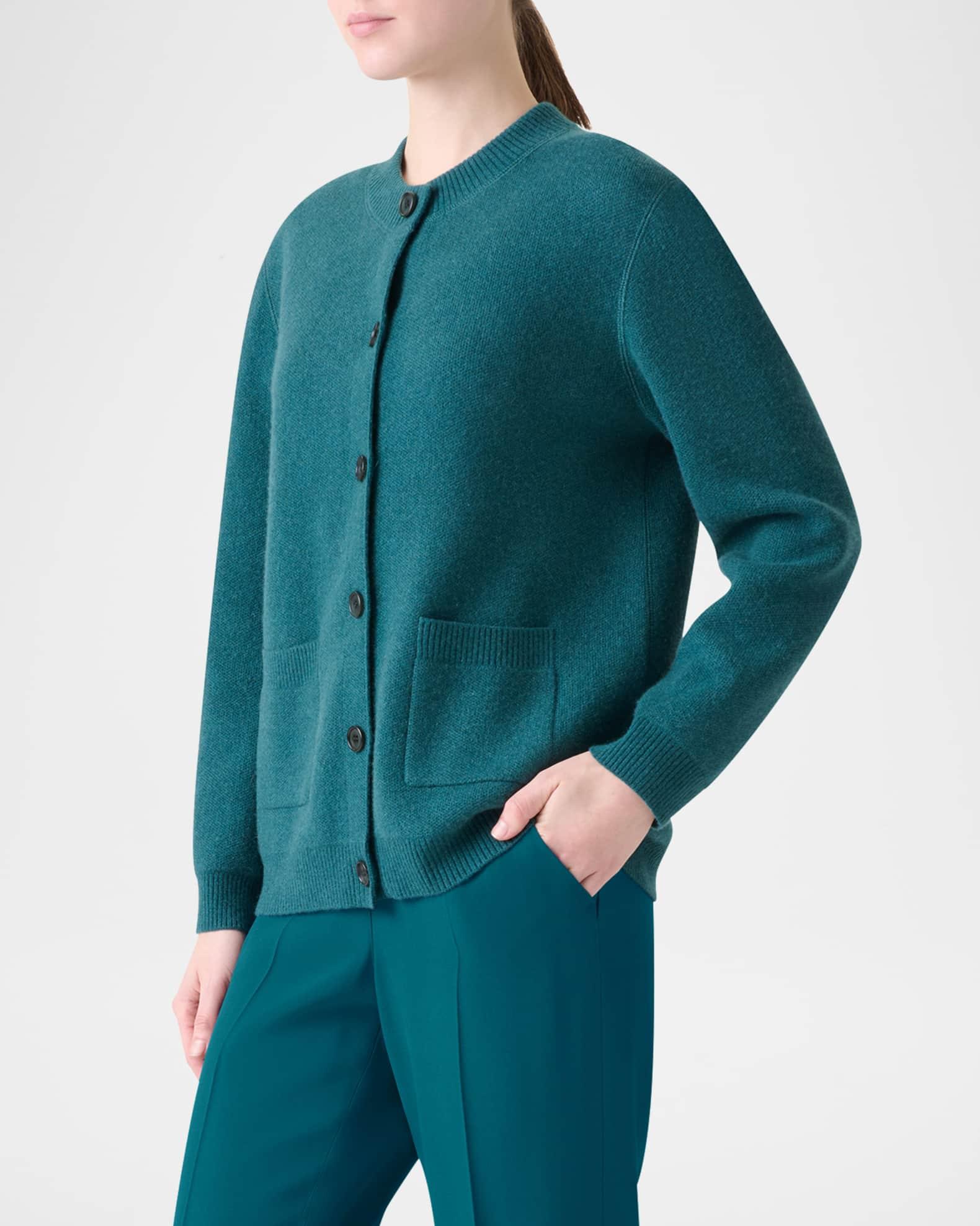 Pure Cashmere Pique Knit Crewneck Cardigan Product Image