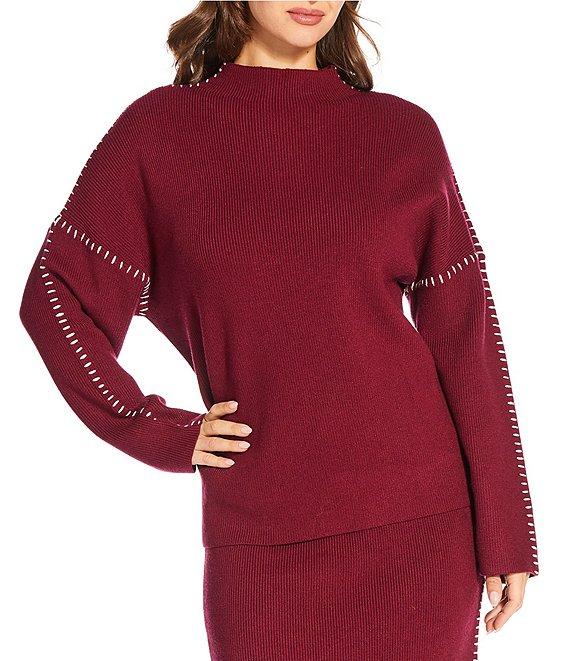 Skies Are Blue Funnel Neck Long Sleeve Knit Coordinating Sweater Product Image