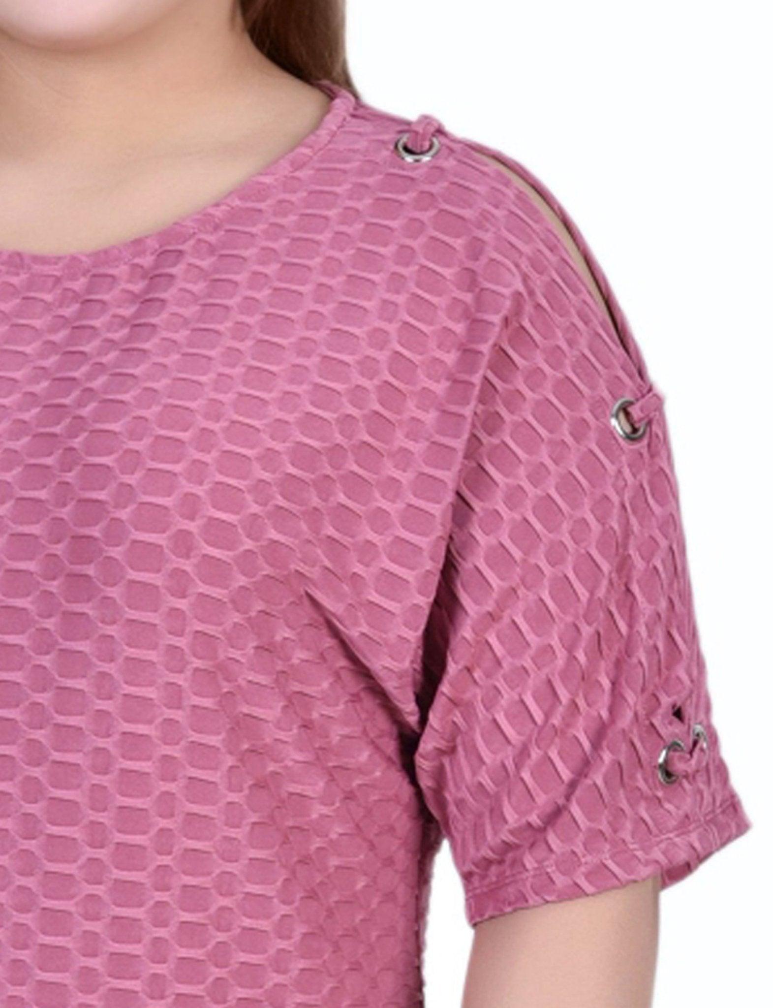 Mauve Honeycomb Open Shoulder Tunic - Plus Product Image