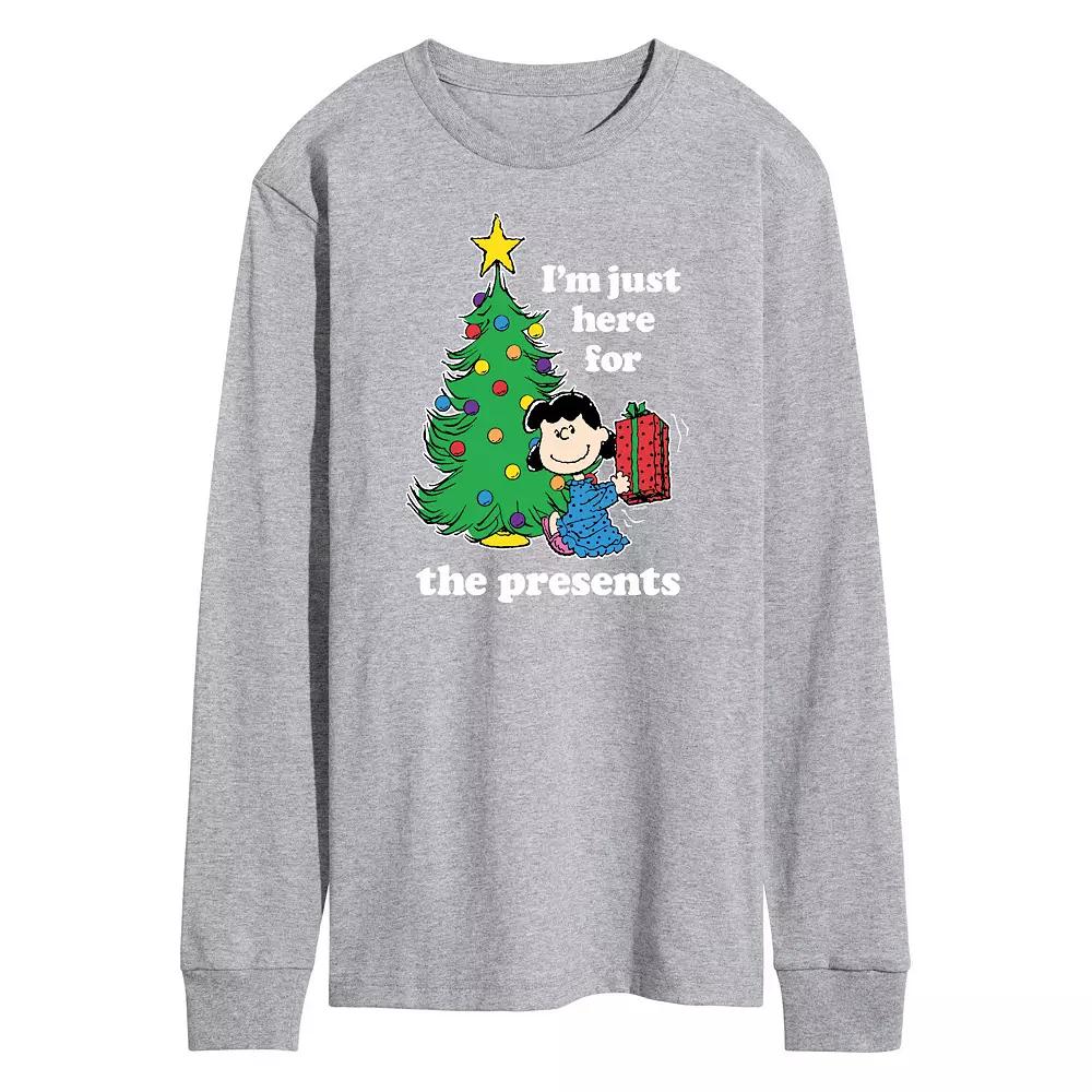 Men's Peanuts Lucy I'm Just Here For The Presents Long Sleeve Tee,  Product Image