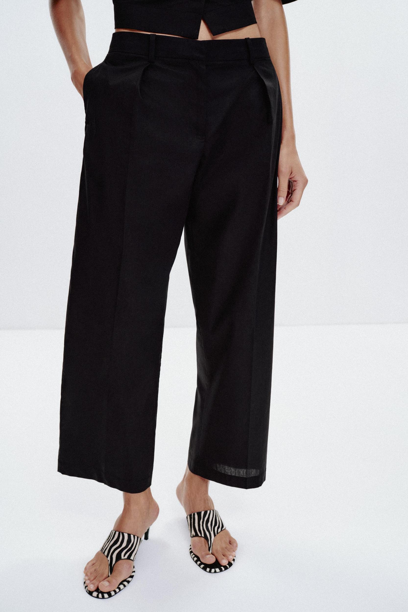 POPLIN PLEATED PANTS Product Image