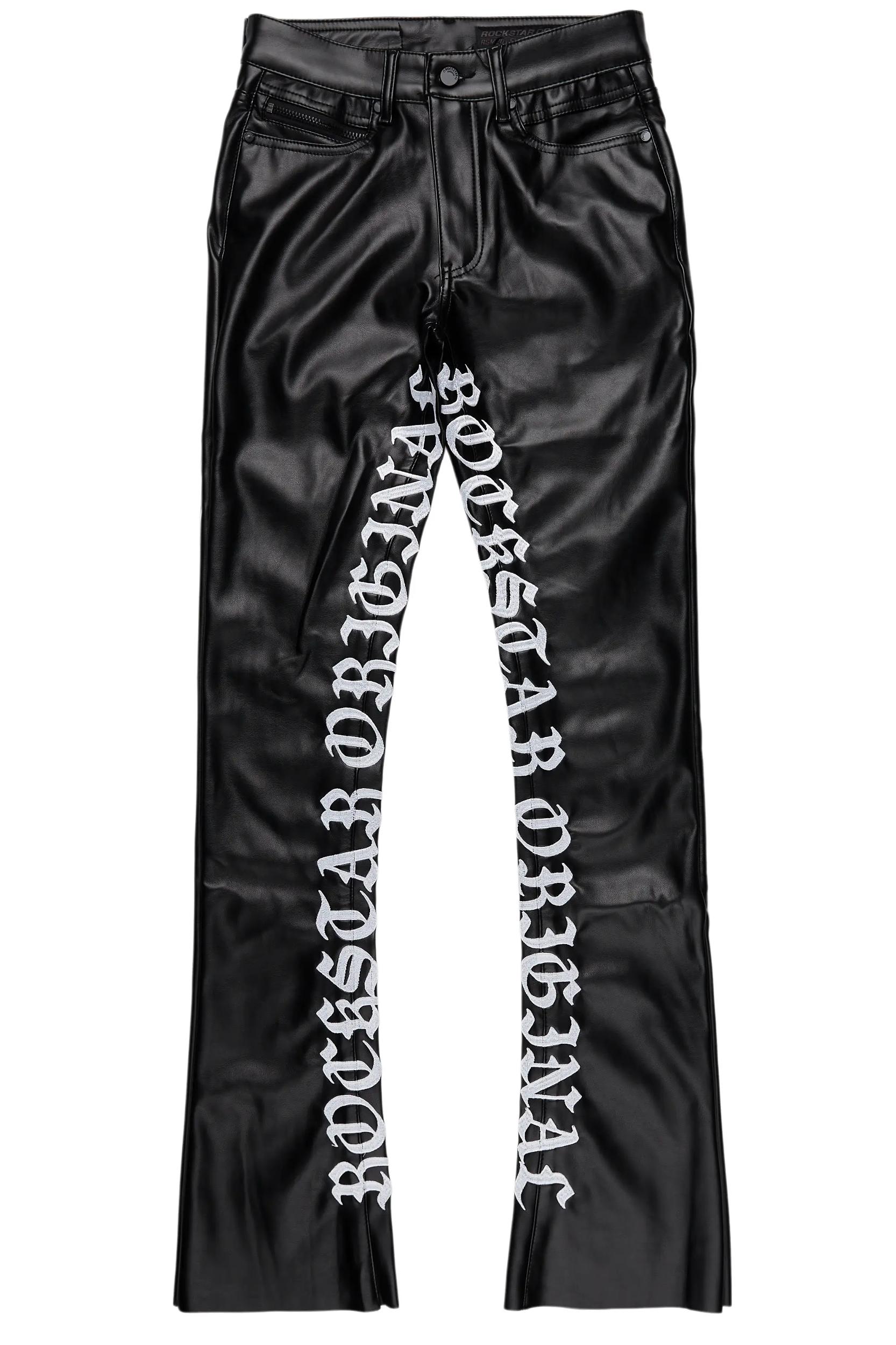 Elian Black PU Stacked Flare Jean Male Product Image