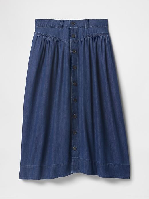 Denim Western Yoke Midi Skirt Product Image