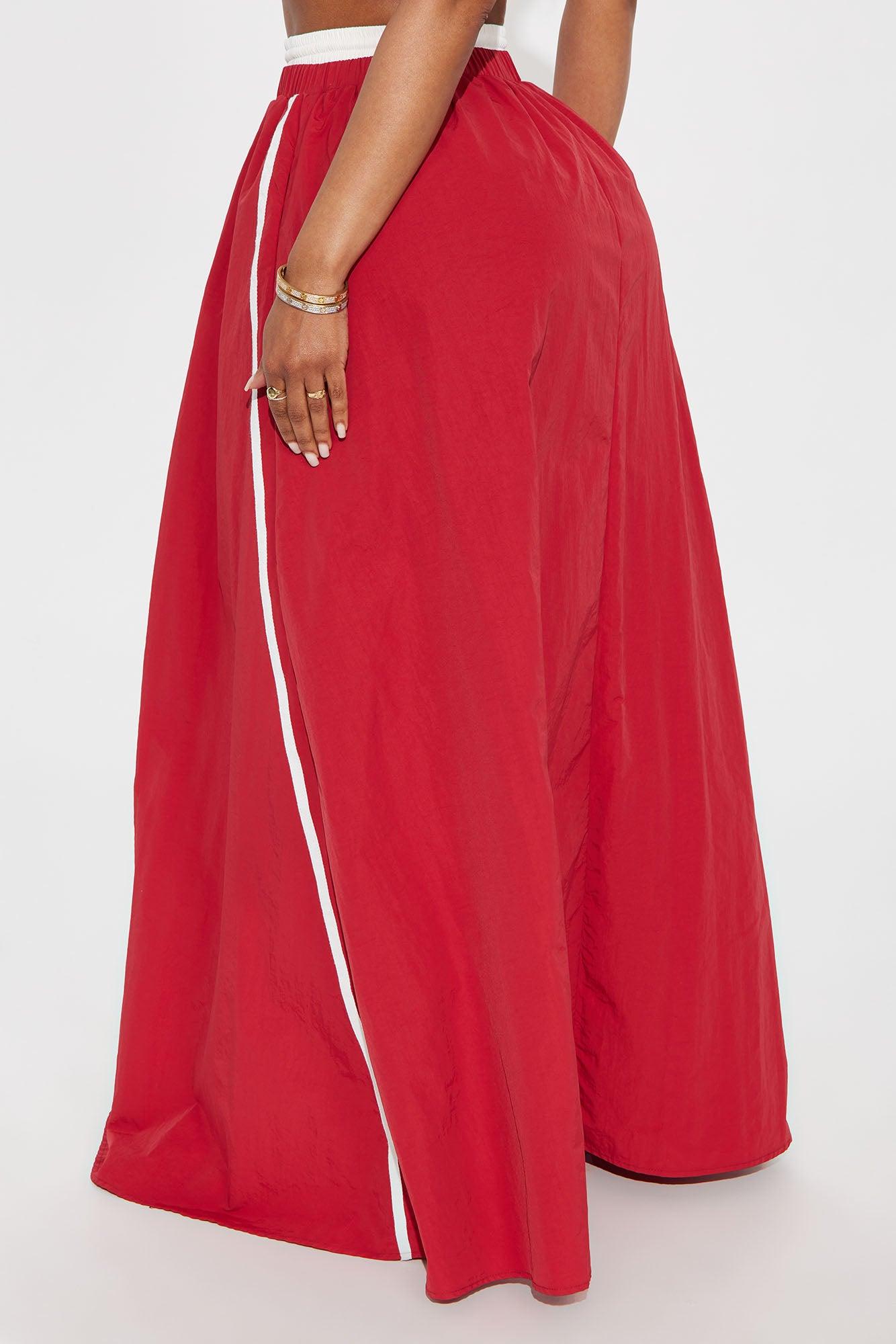 Sporty Gal Striped Maxi Skirt - Red Female Product Image