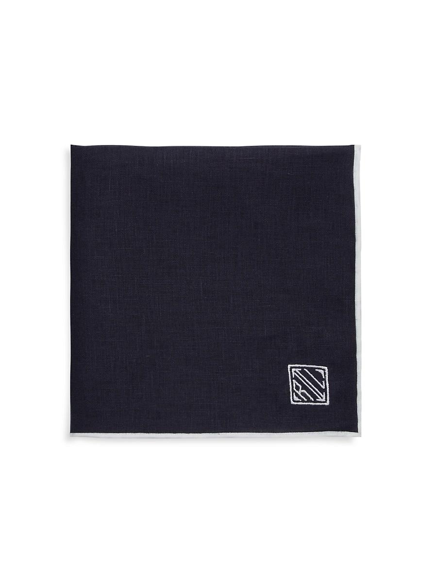 Mens Art Deco Logo Linen Pocket Square Product Image