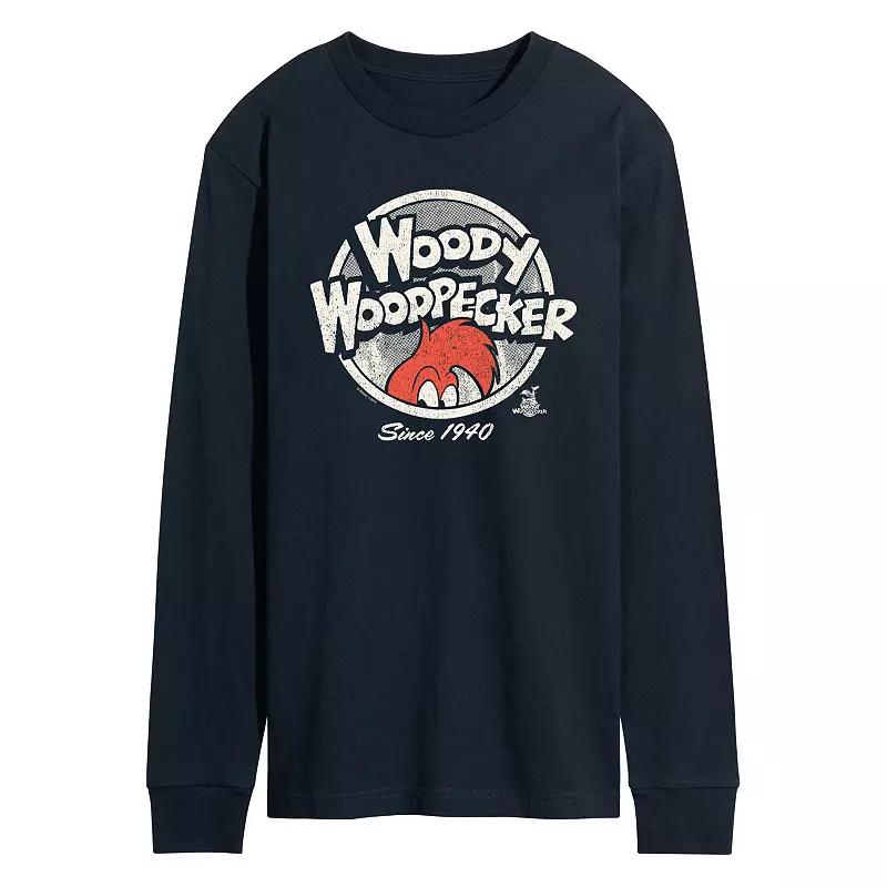 Men's Woody Woodpecker Vintage Logo Long Sleeve Graphic Tee,  Product Image