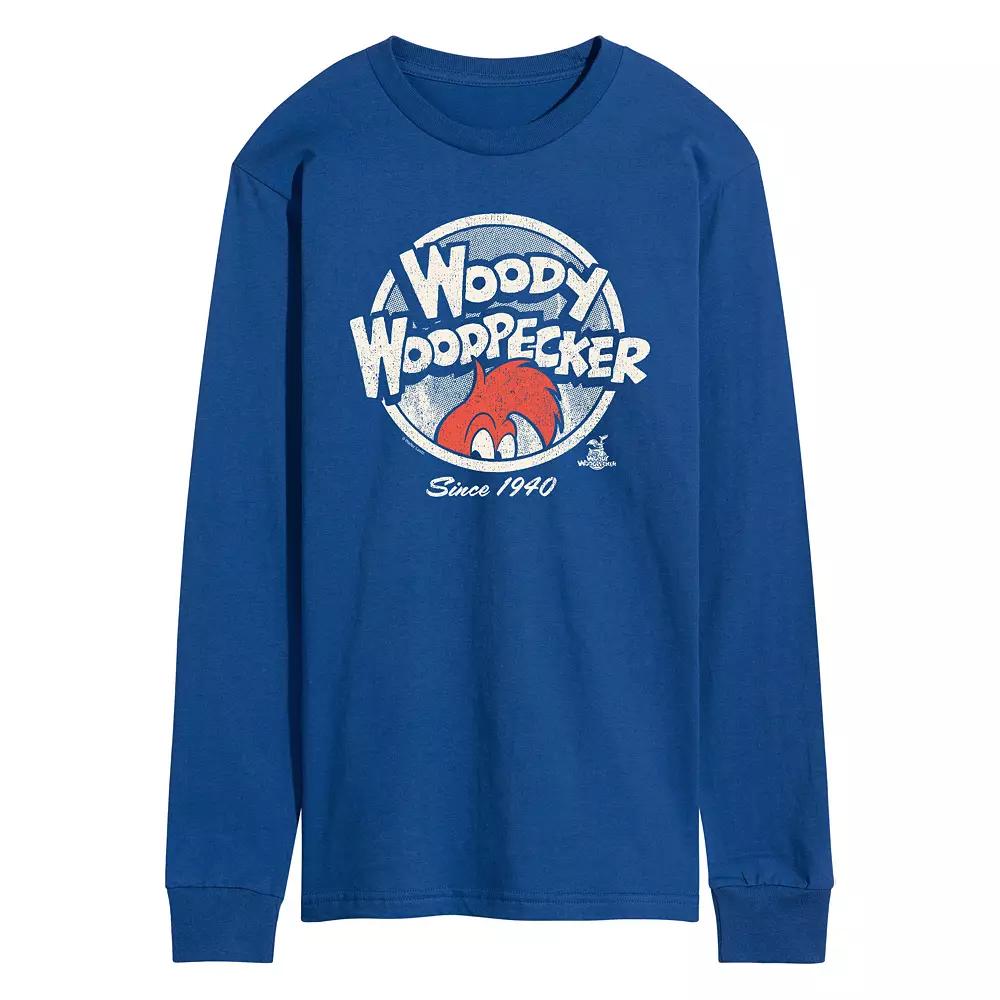 Men's Woody Woodpecker Vintage Logo Long Sleeve Graphic Tee,  Product Image