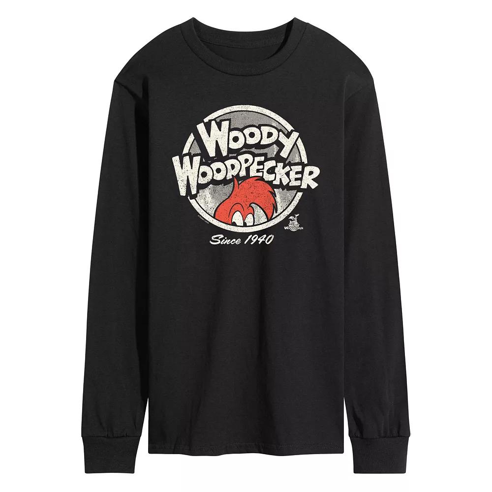 Men's Woody Woodpecker Vintage Logo Long Sleeve Graphic Tee,  Product Image
