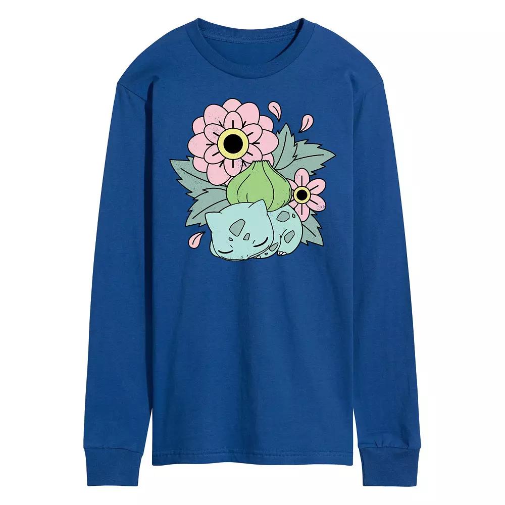 Men's Pokémon Bulba Flowers Long Sleeve Graphic Tee,  Product Image