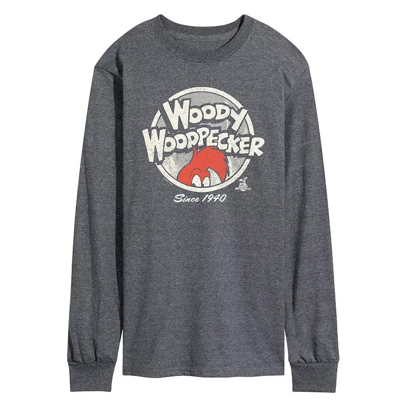 Men's Woody Woodpecker Vintage Logo Long Sleeve Graphic Tee,  Product Image