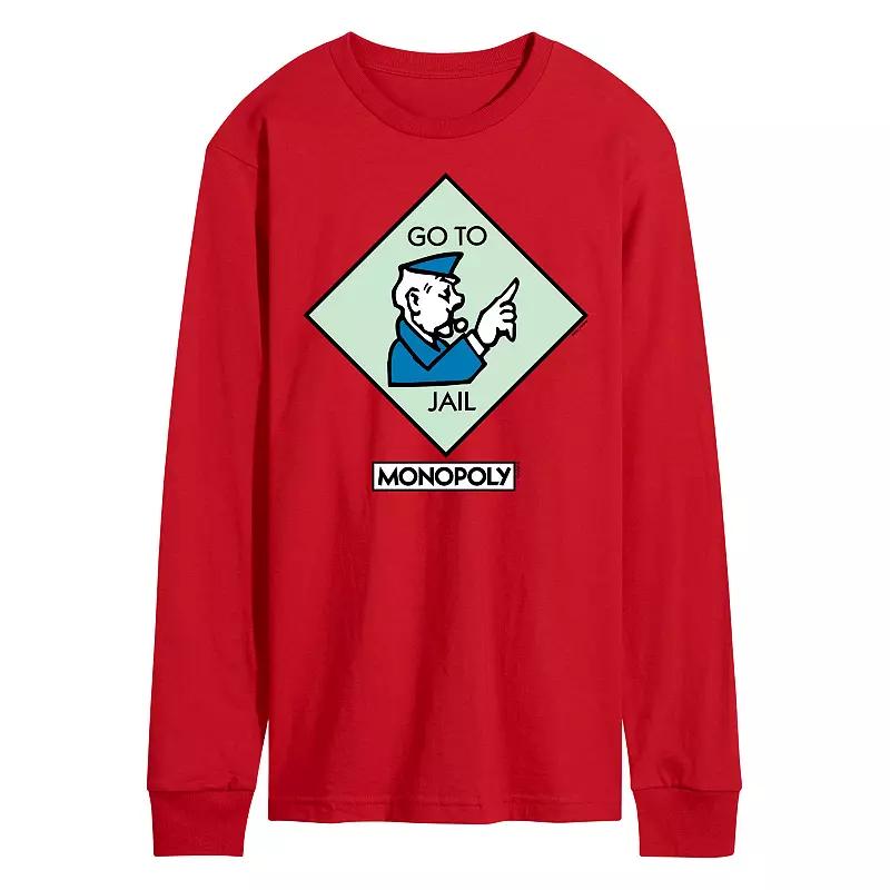 Men's Monopoly Go To Jail Square Long Sleeve Graphic Tee,  Product Image