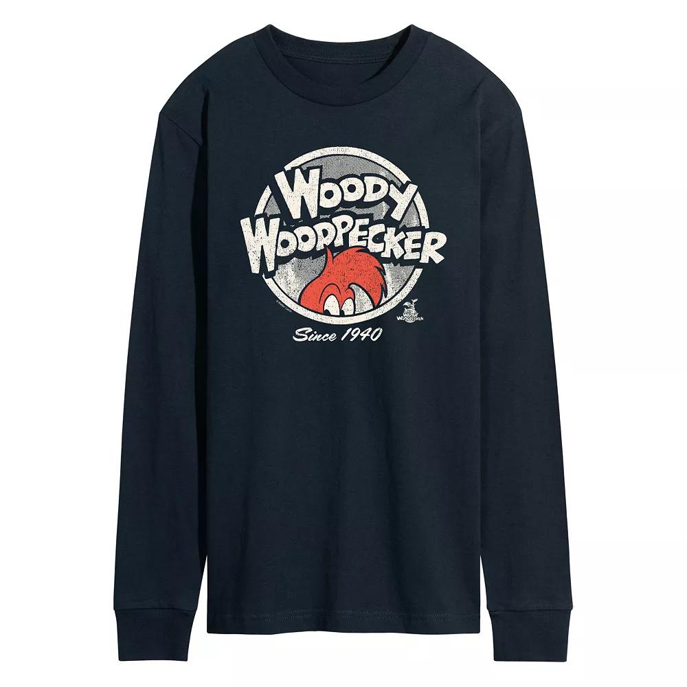 Men's Woody Woodpecker Vintage Logo Long Sleeve Graphic Tee,  Product Image