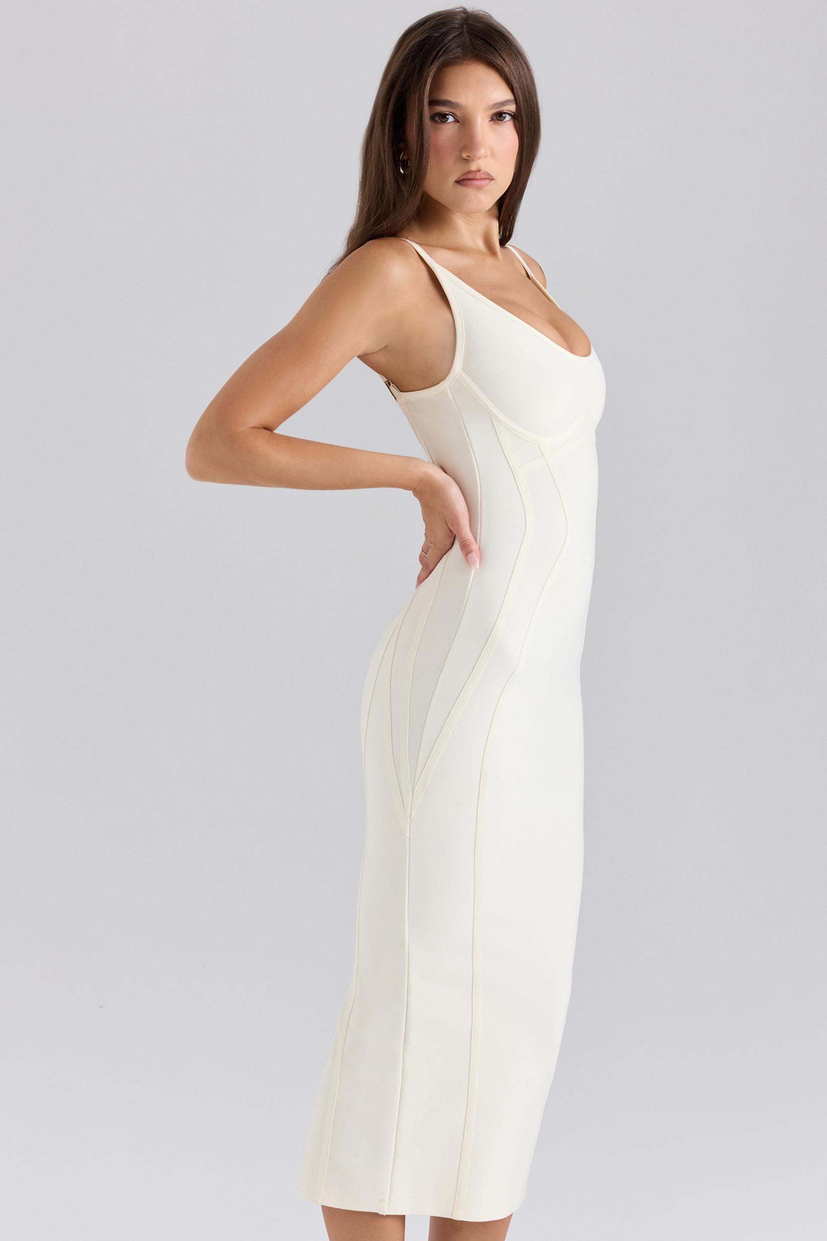 The Hourglass  ivory midi bandage dress Product Image