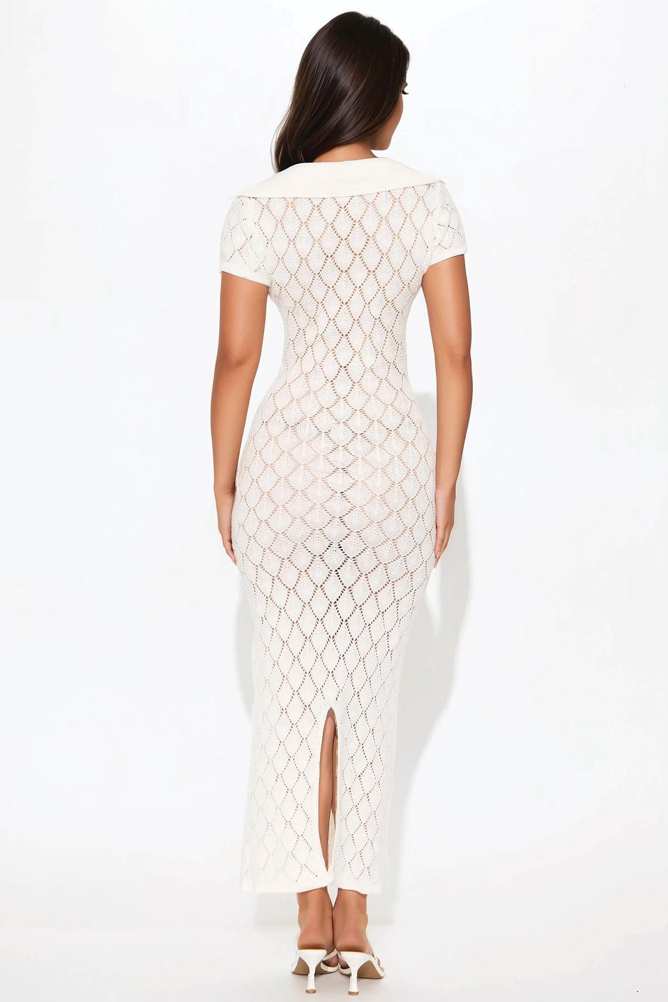 Dream Vacation Crochet Maxi Dress - White Product Image