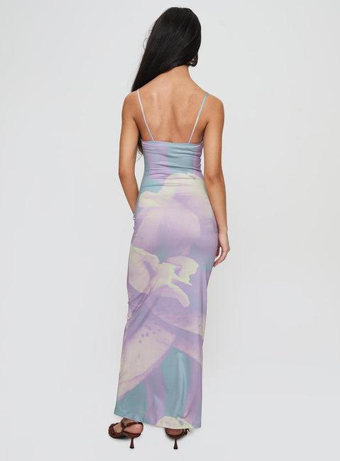 Norila Maxi Dress Slinky Orchid Petals Lilac Product Image