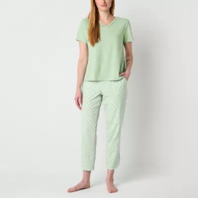 Liz Claiborne Womens V-Neck Short Sleeve 2-pc. Pajama Sets Product Image