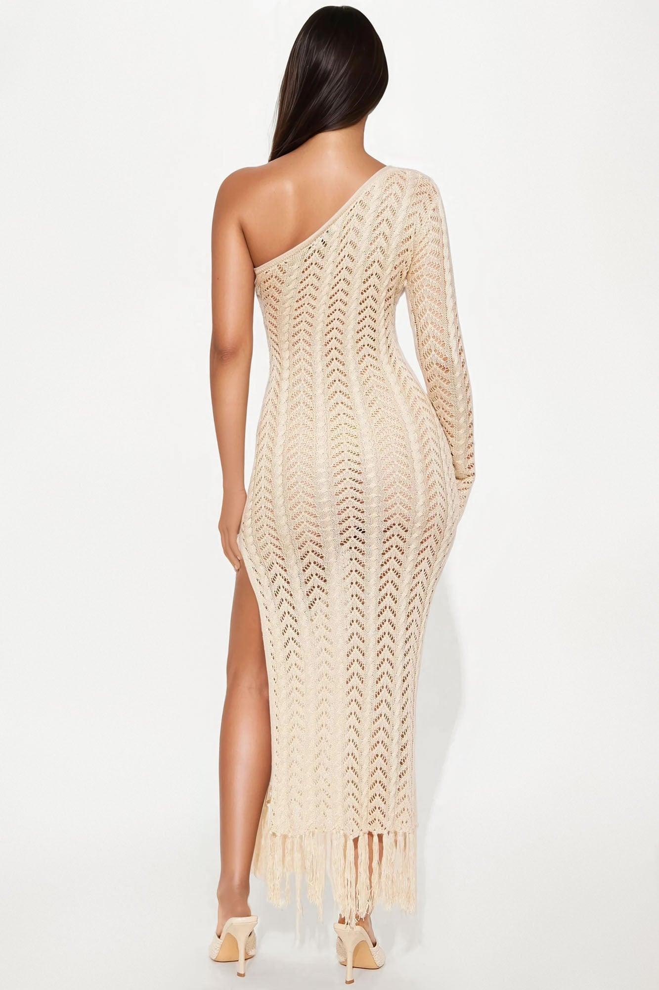 Rayna Crochet One Shoulder Maxi Dress - Sand Female Product Image