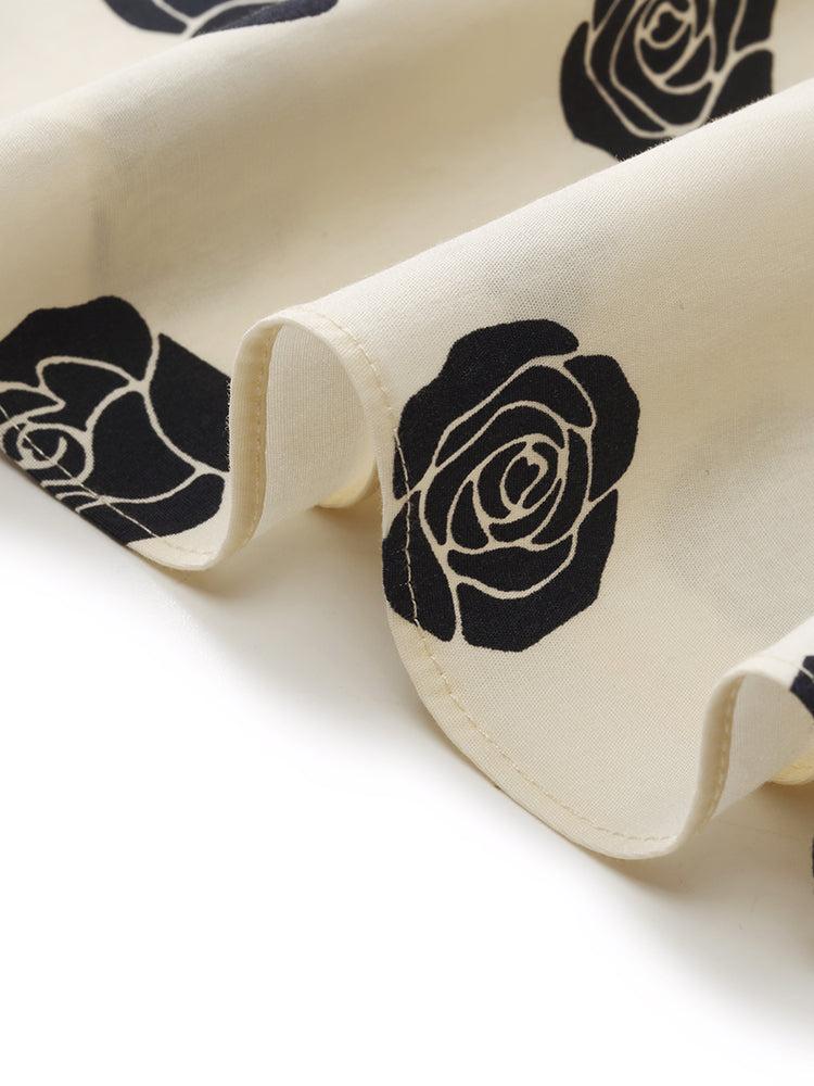 Off Shoulder 3D Rose Knotted Top And Half Skirt Two-Piece Set Product Image