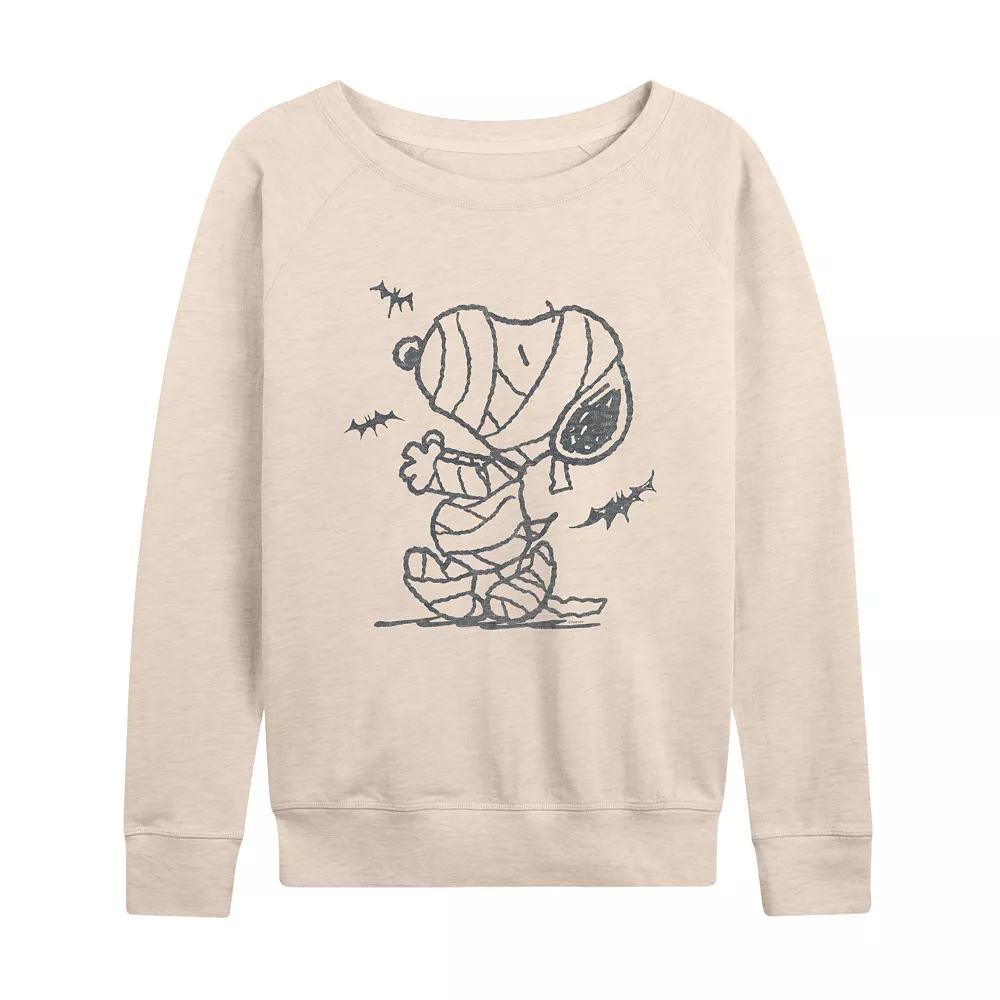 Women's Peanuts Snoopy Mummy Halloween French Terry Long Sleeve Tee,  Product Image