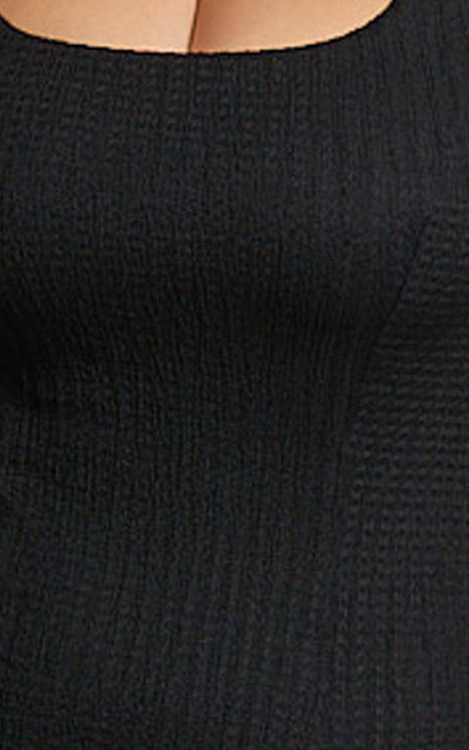 Wilder Midi Dress - Textured Thigh Split Bodycon Dress in Black Product Image