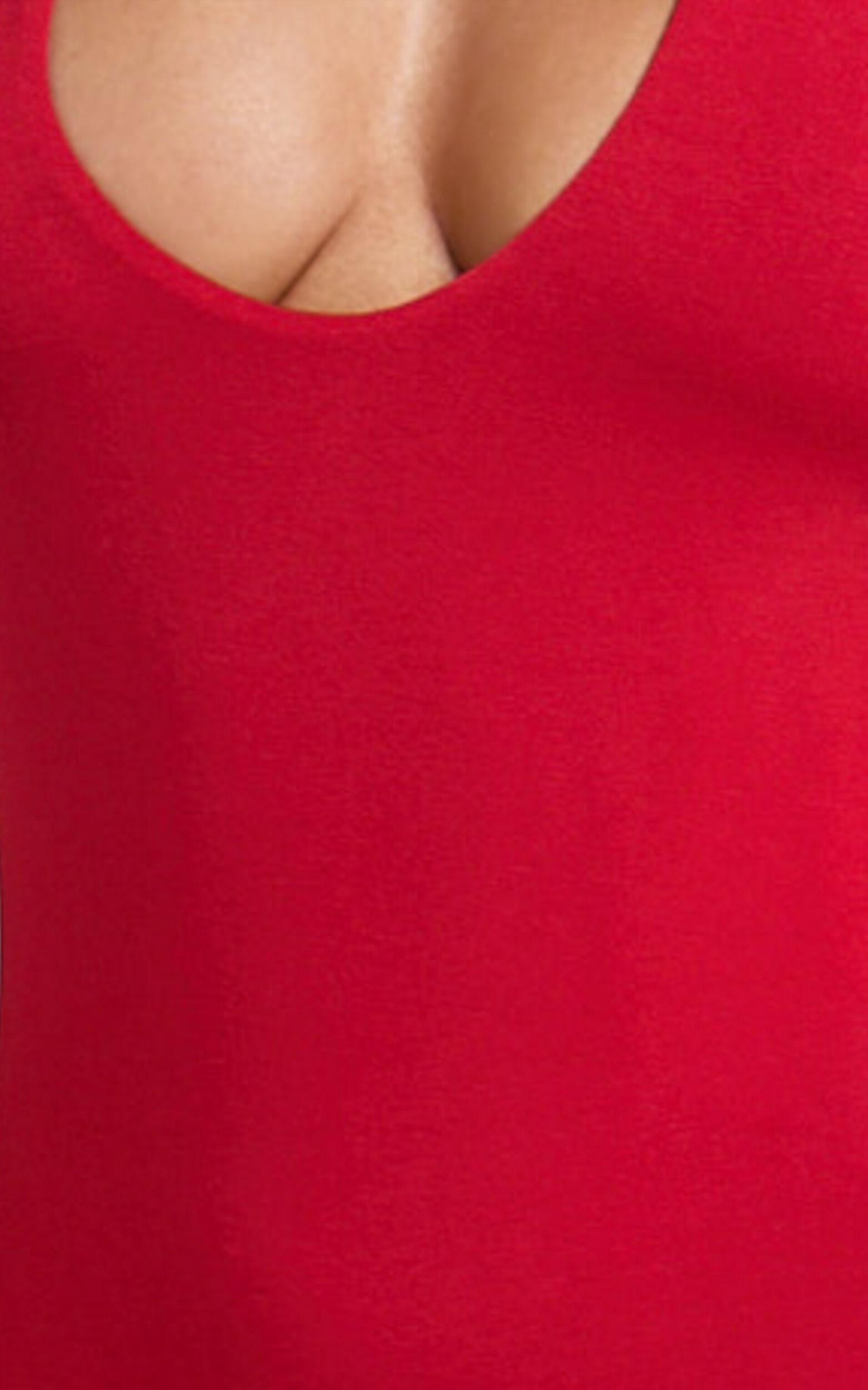 Suzanna Bodysuit - V Neck Halter Bodysuit in Red Product Image