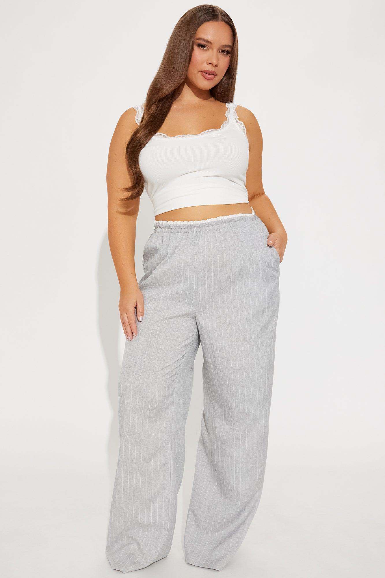 Nolan Pinstripe Double Waistband Pant - Grey Product Image