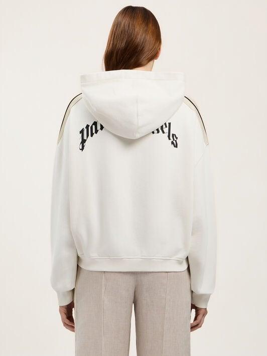 Curved Logo Loose Crop Hoodie Product Image