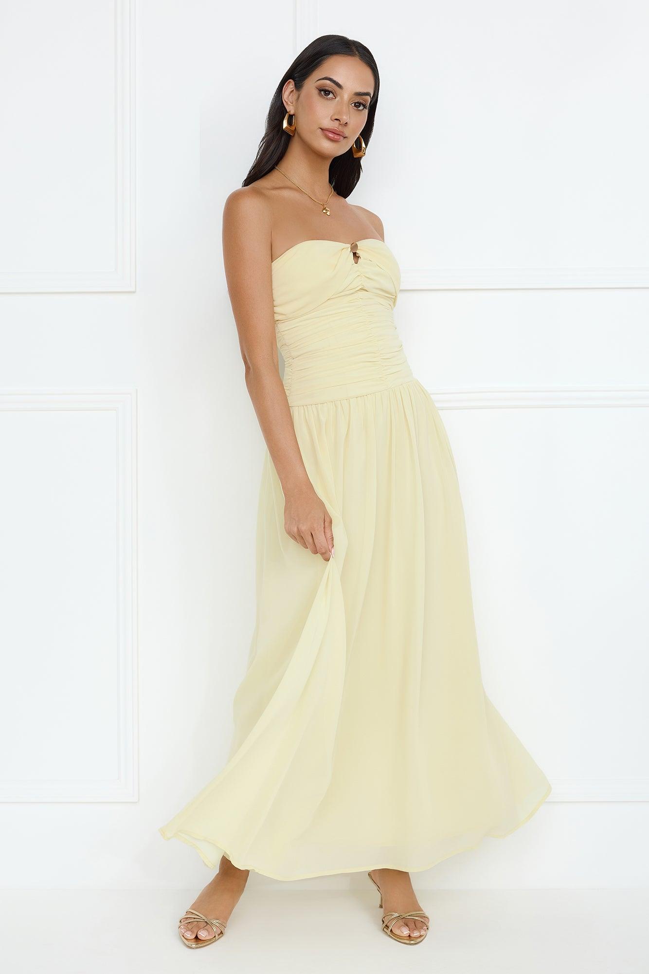Enchanted Edit Strapless Maxi Dress Yellow Product Image