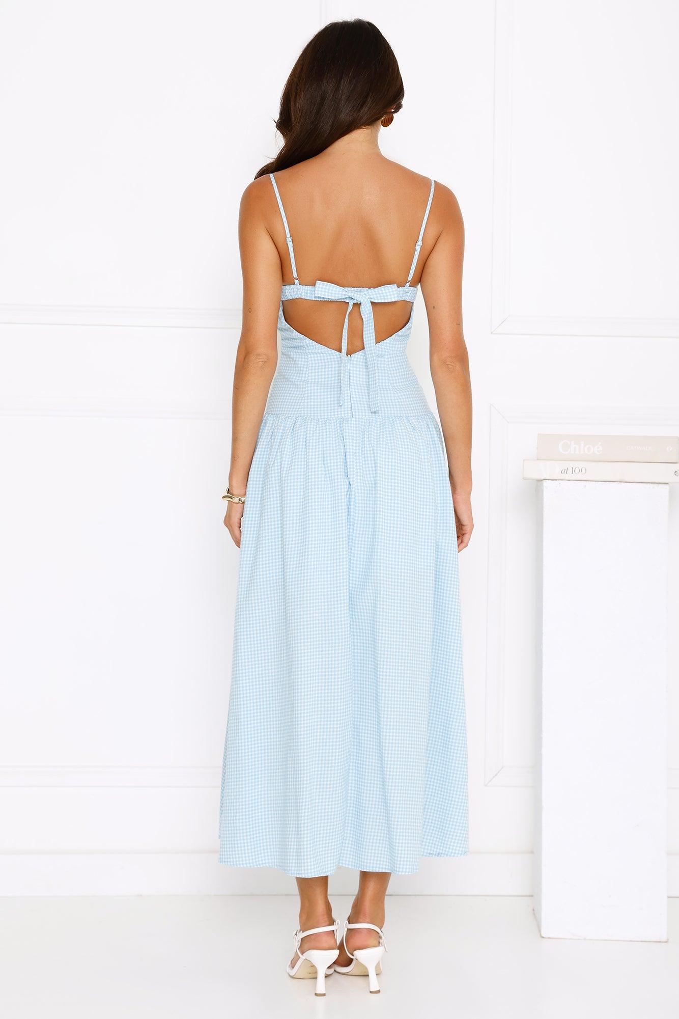 Capturing Style Gingham Midi Dress Blue Product Image