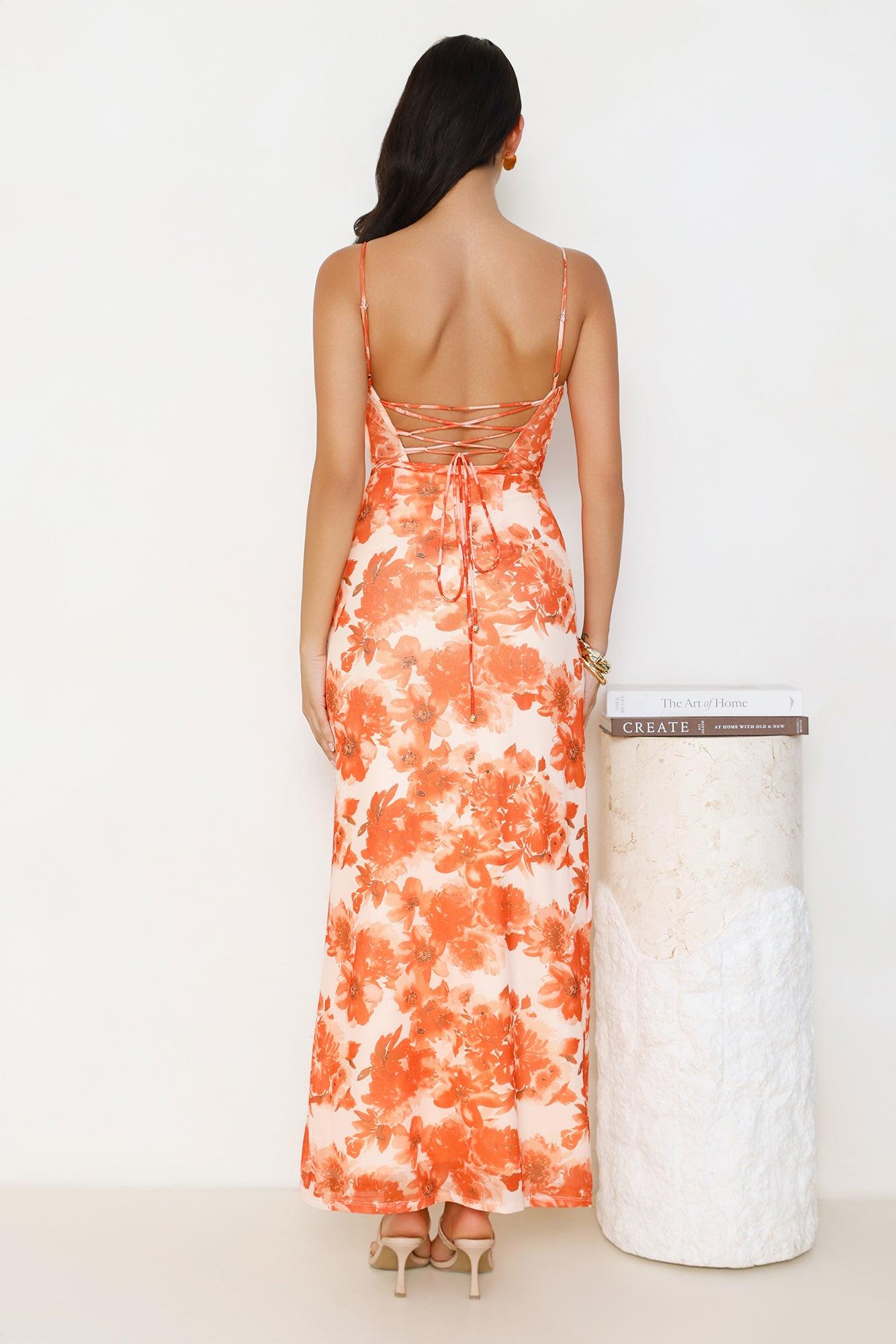 Fabulous Details Mesh Maxi Dress Orange Product Image