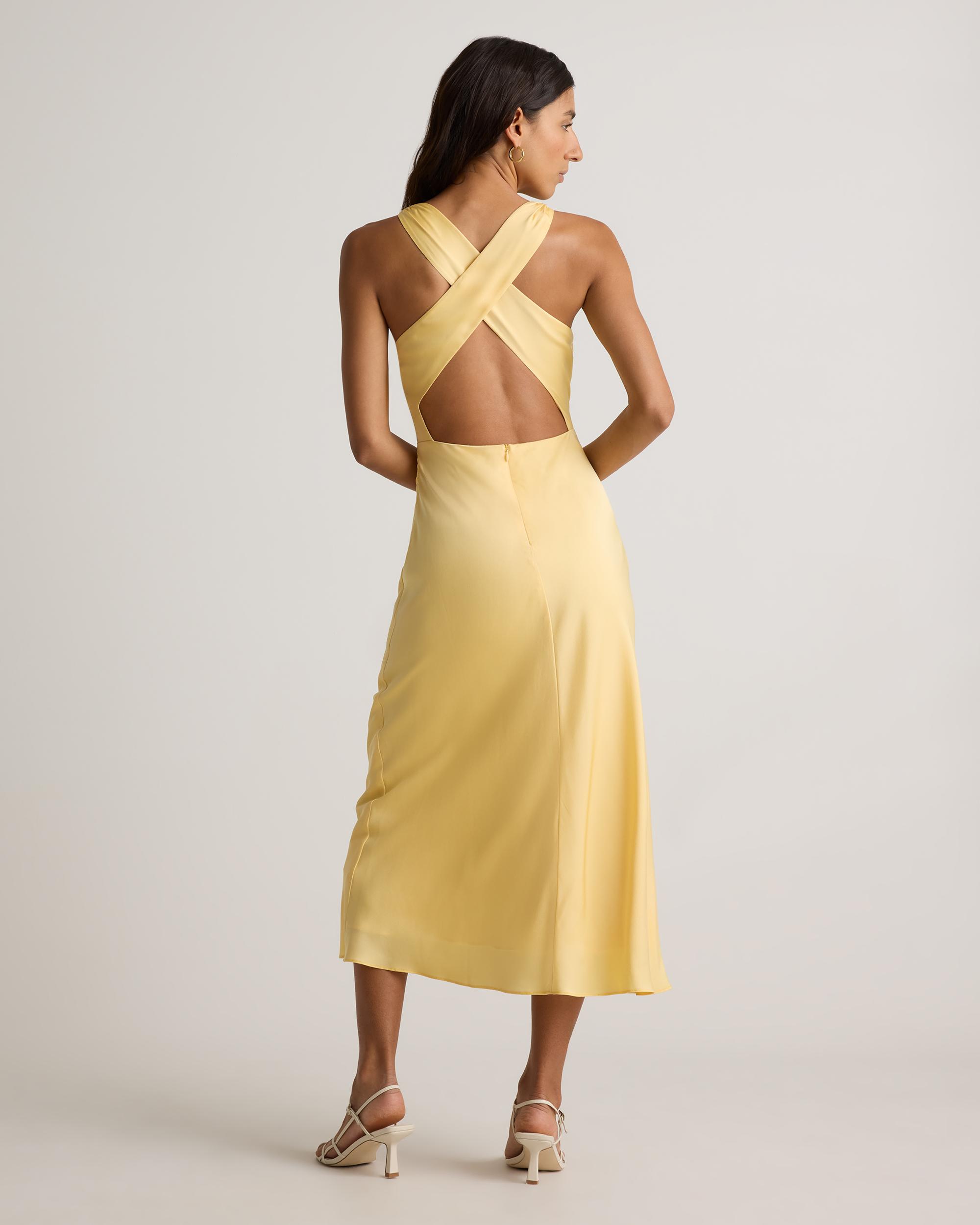 Quince | Women's Washable Stretch Silk High Neck Midi Dress Mulberry Silk Product Image