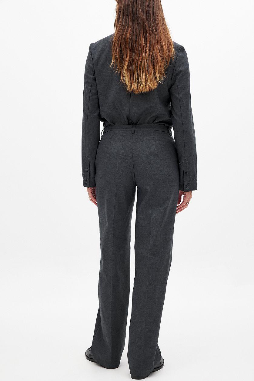 Tailored Mid Waist Trousers Grey Product Image