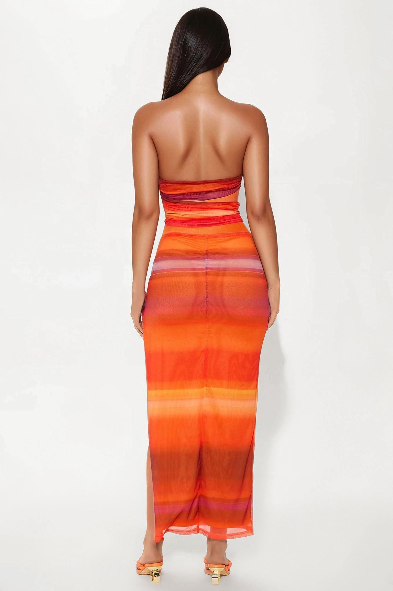 Horizon Heat Mesh Skirt Set - Orange/combo Female Product Image